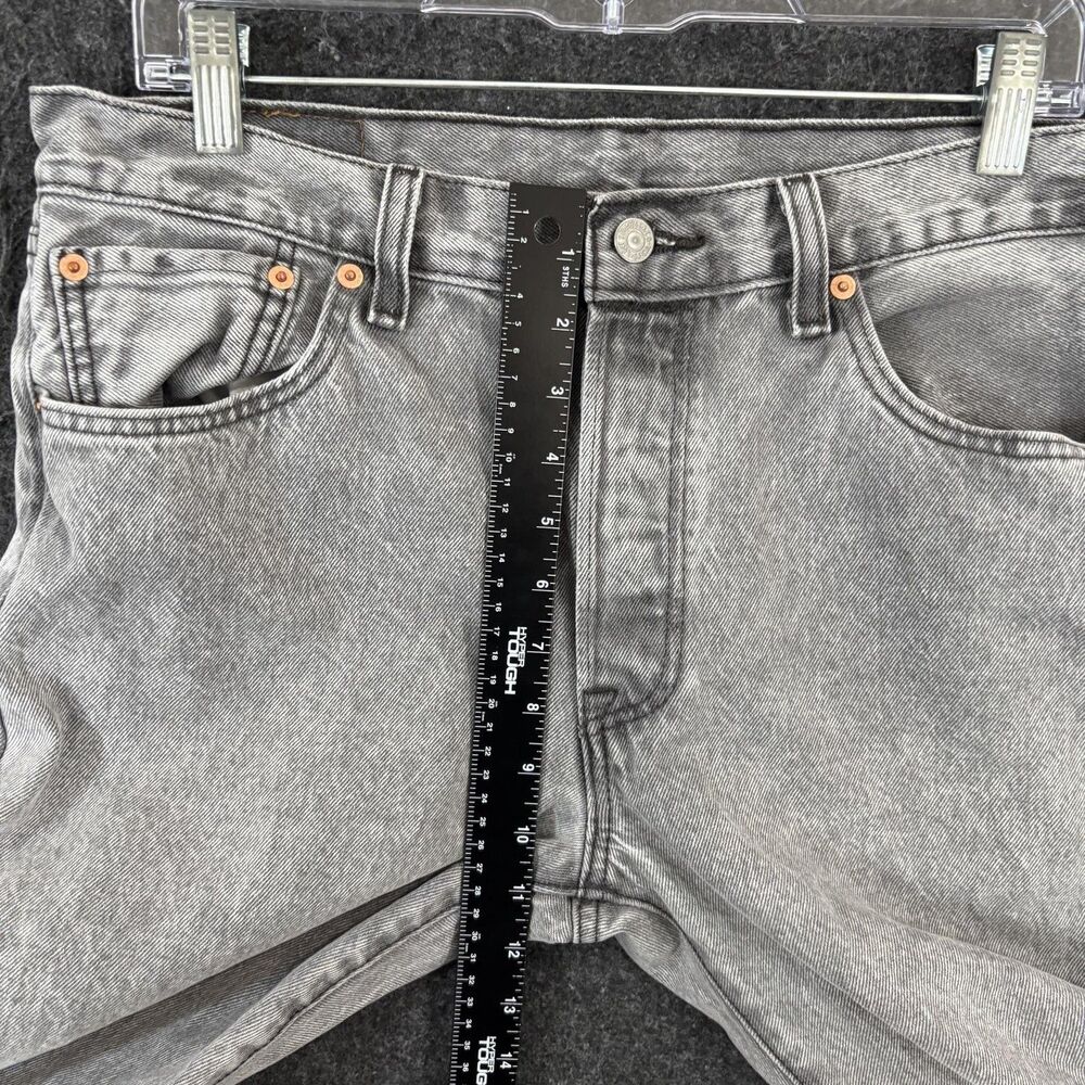 Levis 501 Jeans Men's 32x29 Gray Light Wash Button Fly Straight Leg Denim Pants - Picture 8 of 12